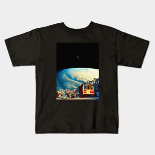 Outer Town - Space Aesthetic, Retro Futurism, Sci-Fi Kids T-Shirt